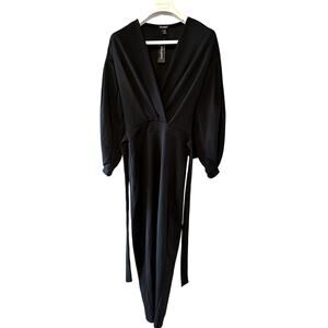NWT BooHoo | Black Tie Waist Maxi Dress - Size 8 Long